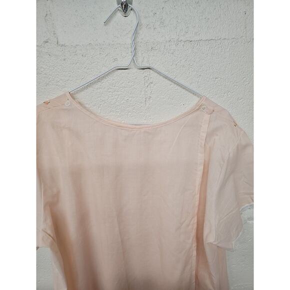 Vtg Katz Pink Embroidered Flowers Lace Trim Women's XL Cottagecore Grannycore - Picture 7 of 12